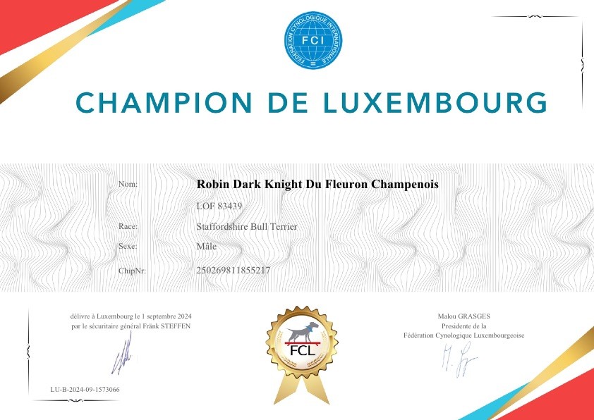 Du Fleuron Champenois - Champion de  Luxembourg 